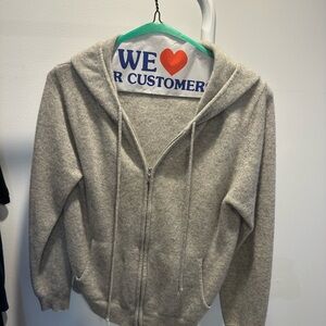 100% cashmere zip up with hood medium